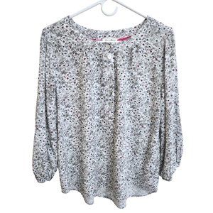 Jane & Delancey Scooped Button Neck Three Quarter Sleeve Blouse Size M